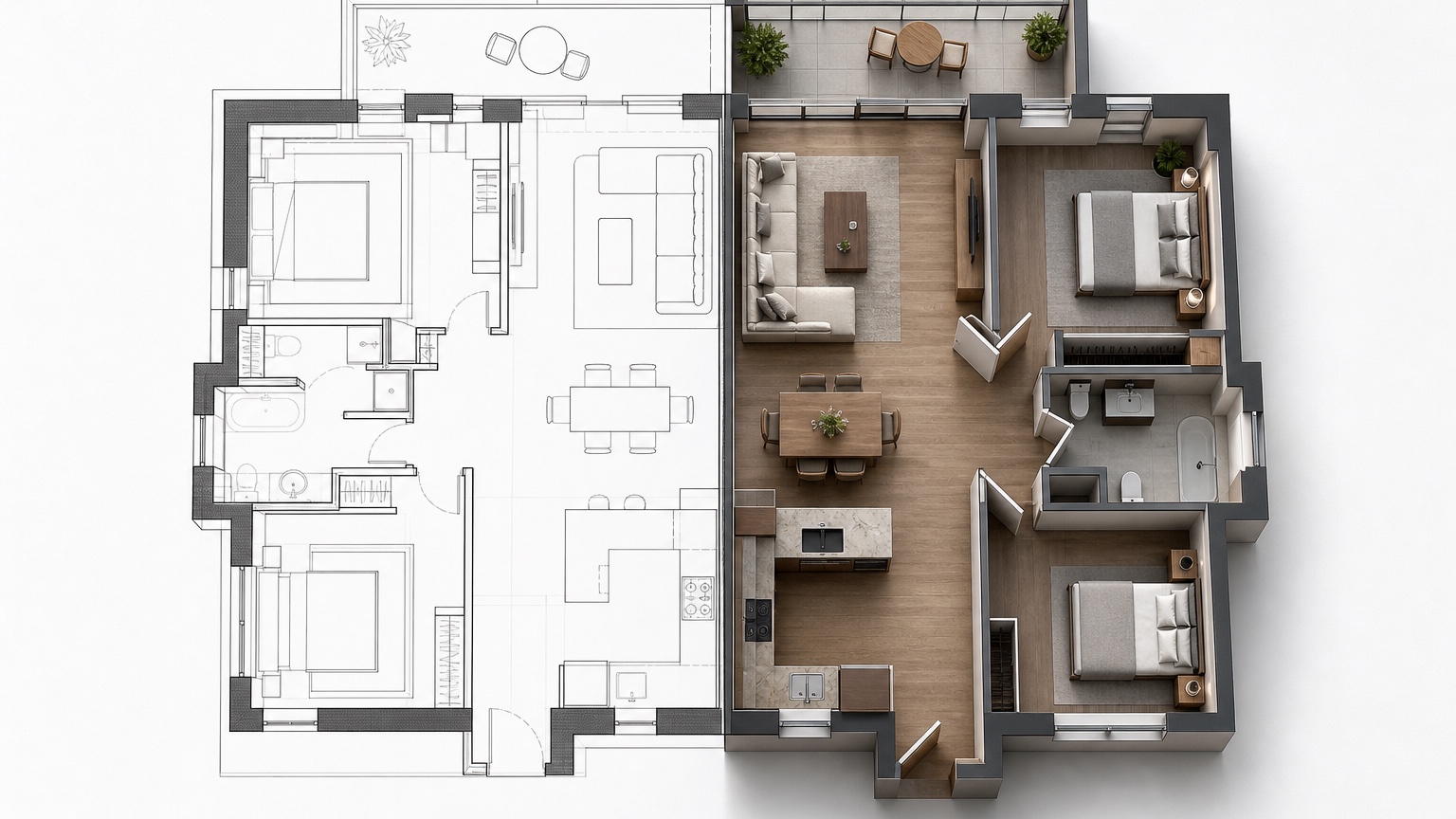 AI 2D Plan to 3D Visualization: See the Space Before It Exists concept 3