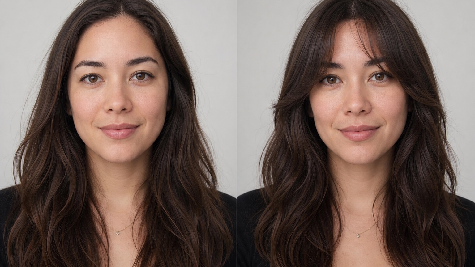 Ai Bangs Simulator before and after comparison