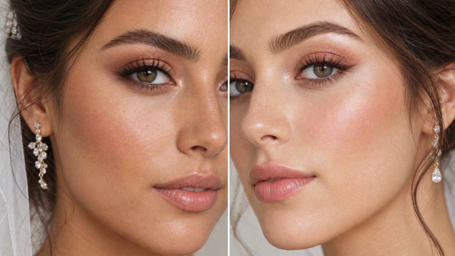 AI Bridal Makeup Try-On: Compare Wedding Looks Before the Trial split makeup detail comparison