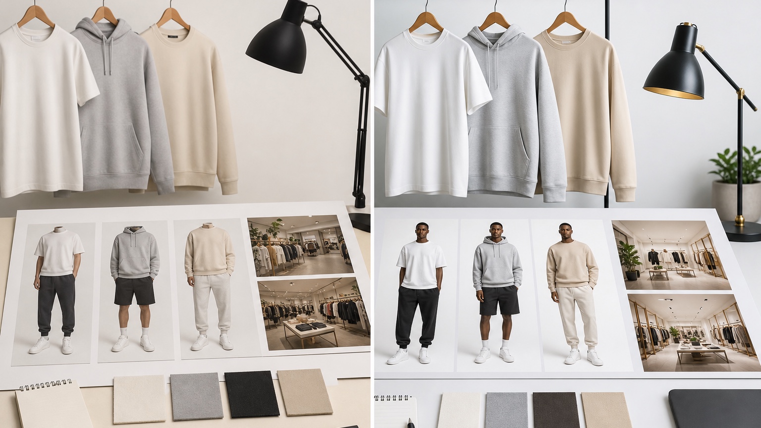 ai clothing mockup generator before and after comparison