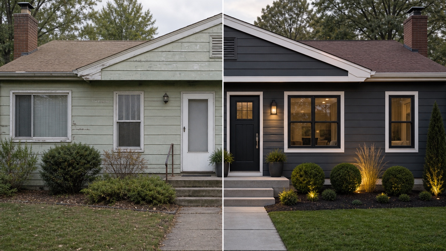 AI exterior design online showing controlled design variations as a facade reference for homeowner and agency review