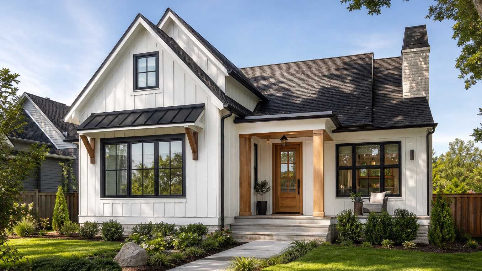 AI exterior remodel visualizer showing siding, paint, door, window, and trim updates on a house photo
