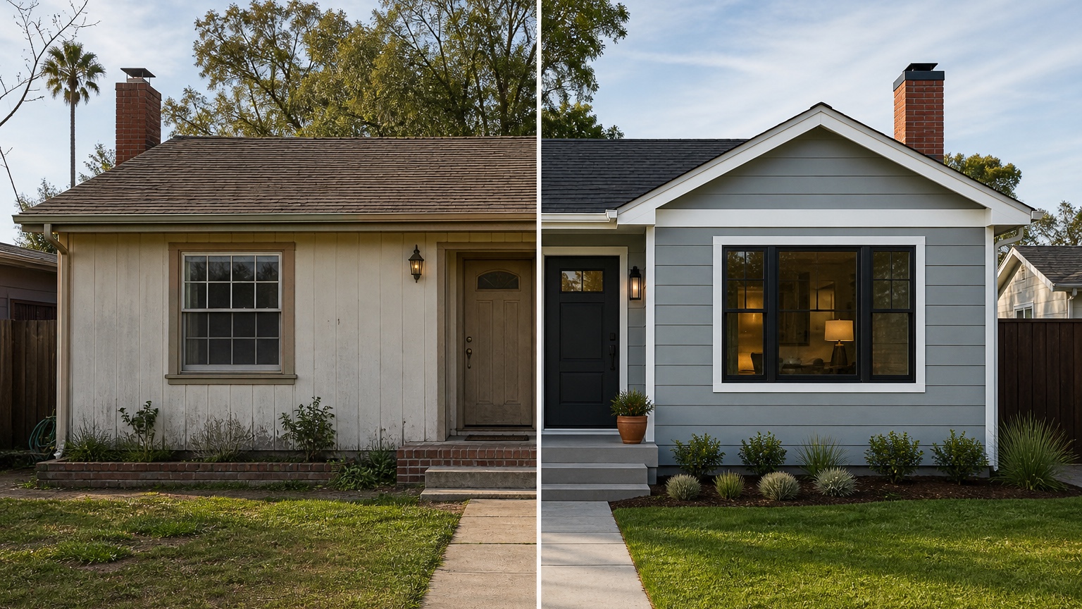 AI exterior remodel visualizer showing safe, practical, and bold exterior remodel variations for review