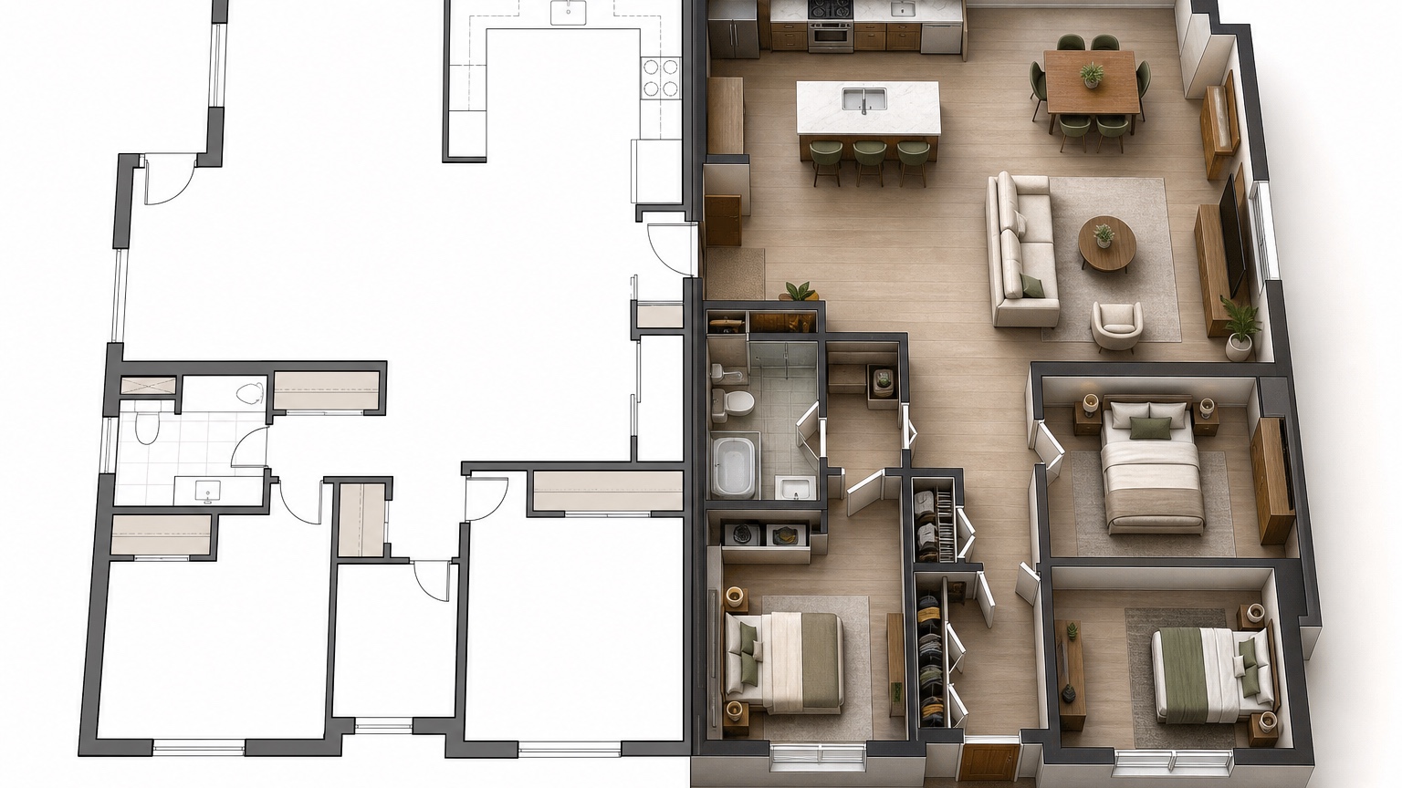 ai floor plan interior design prompt history and review board with realistic constraints