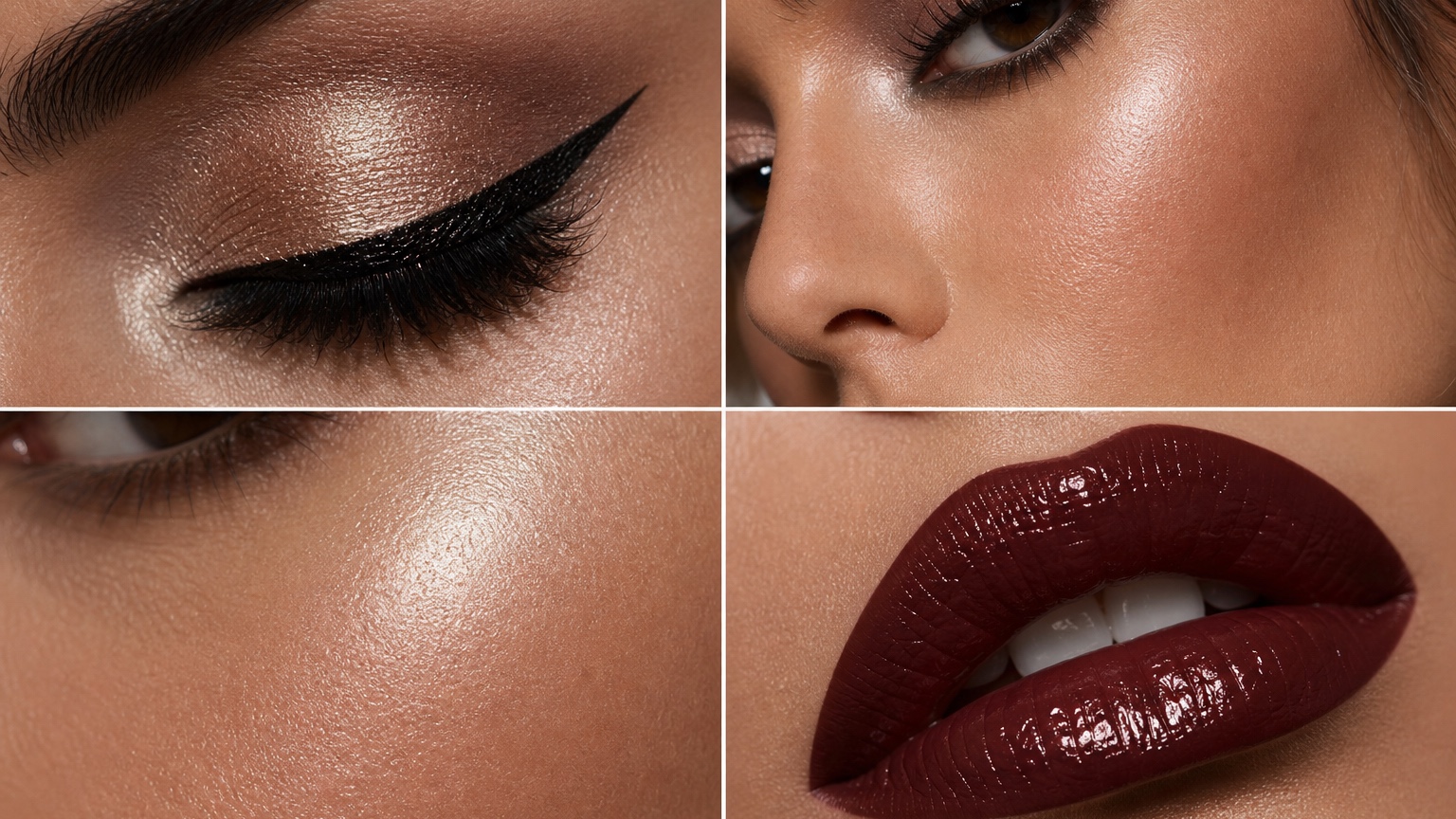 AI Glam Makeup Ideas: Preview Full-Glam Looks Before an Event split makeup detail comparison