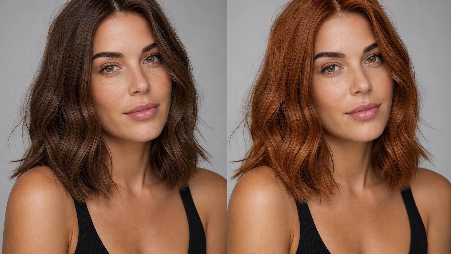 Ai Hair Color Changer before and after comparison