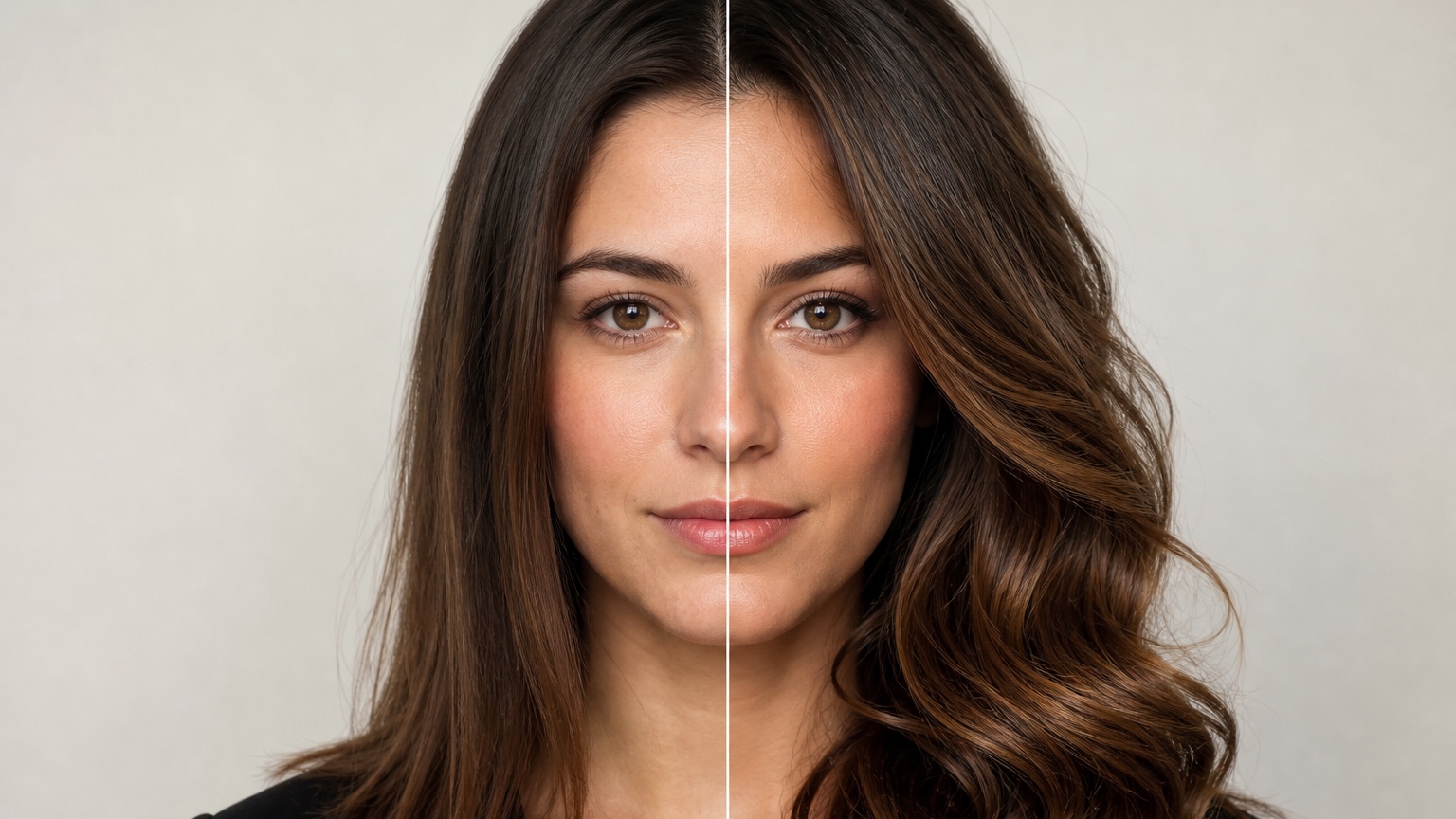 AI Hair Makeover: Generate Before and After Hair Ideas split comparison detail
