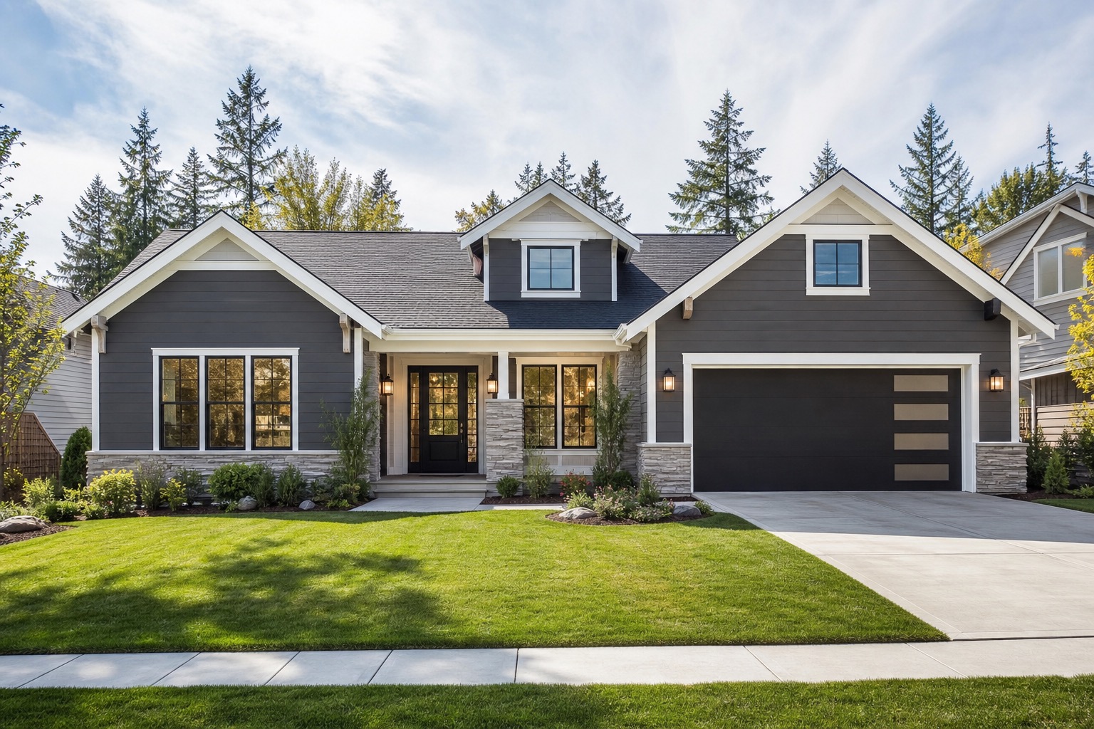 AI home exterior remodel concept showing a refreshed facade from one house photo