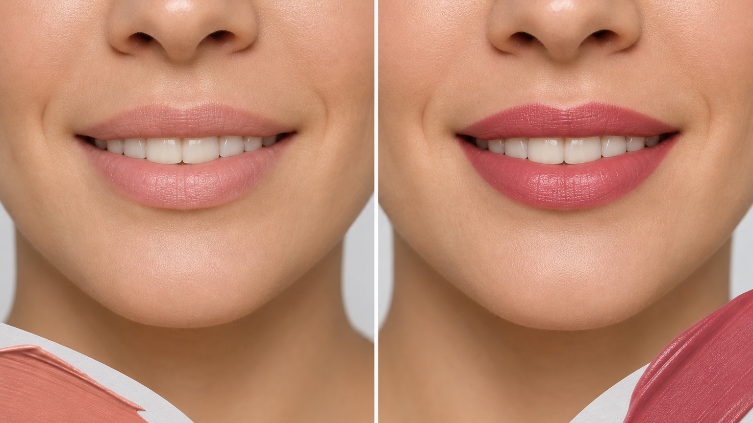 AI Lipstick Try-On: Preview Lip Colors on Your Photo before and after makeup comparison