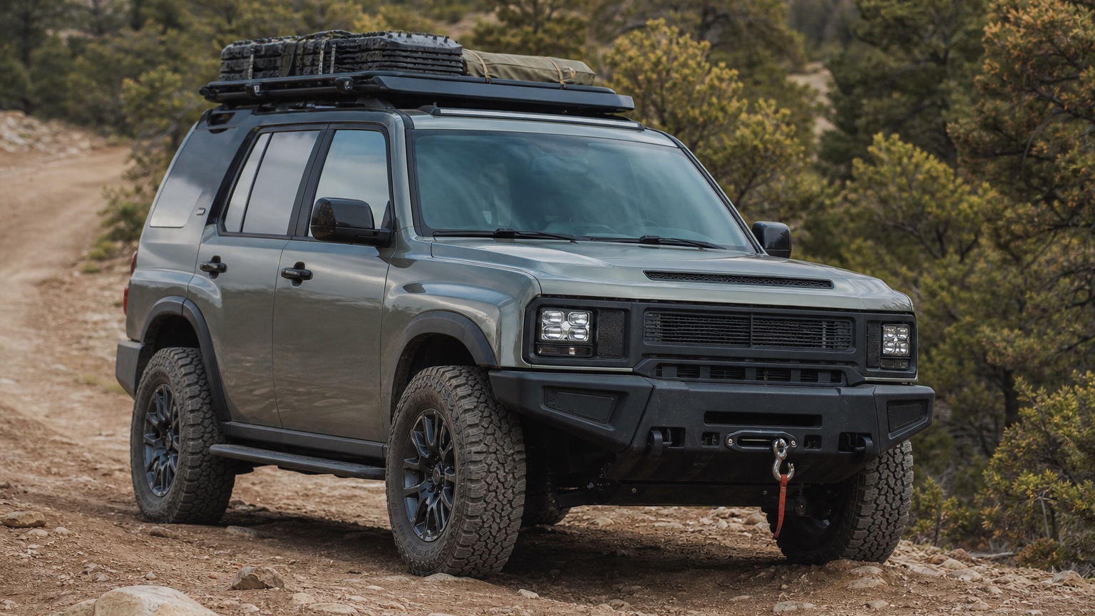 AI Off Road Vehicle Design: Test Lifts, Tires, Armor, and Trail Style Visually concept 1