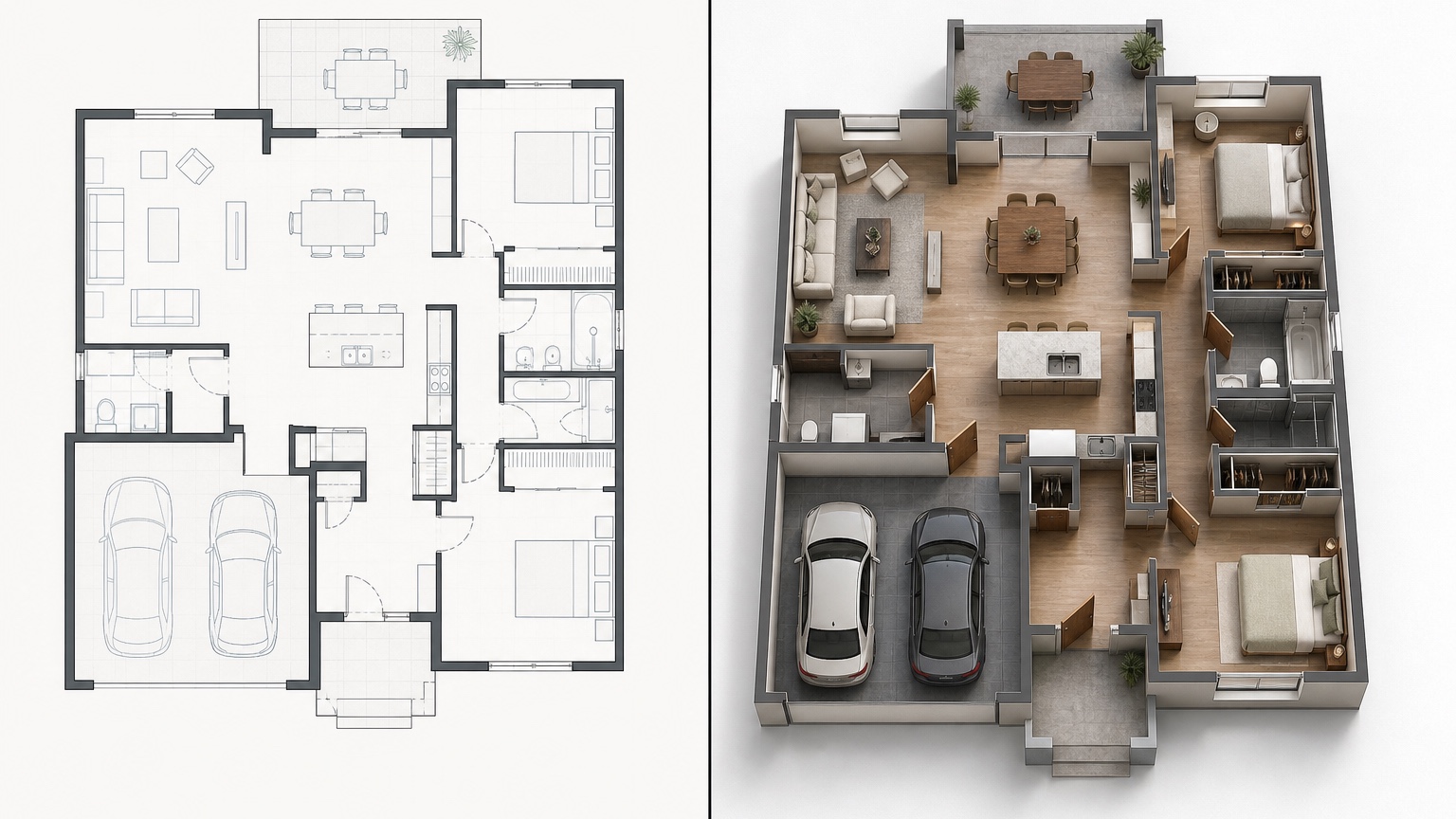 AI Plan to 3D House Visualization for Homeowners concept 2