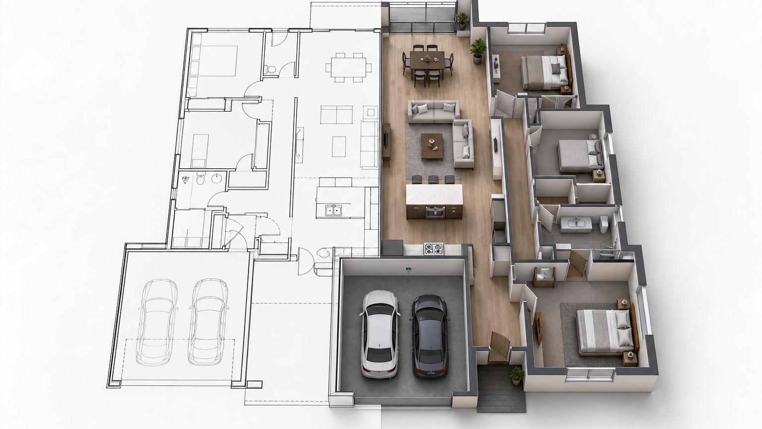 AI Plan to 3D House Visualization for Homeowners concept 3