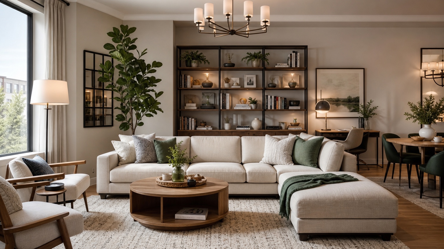 AI room design generator creating decor ideas from an existing room photo with preserved walls, windows, flooring, and furniture scale