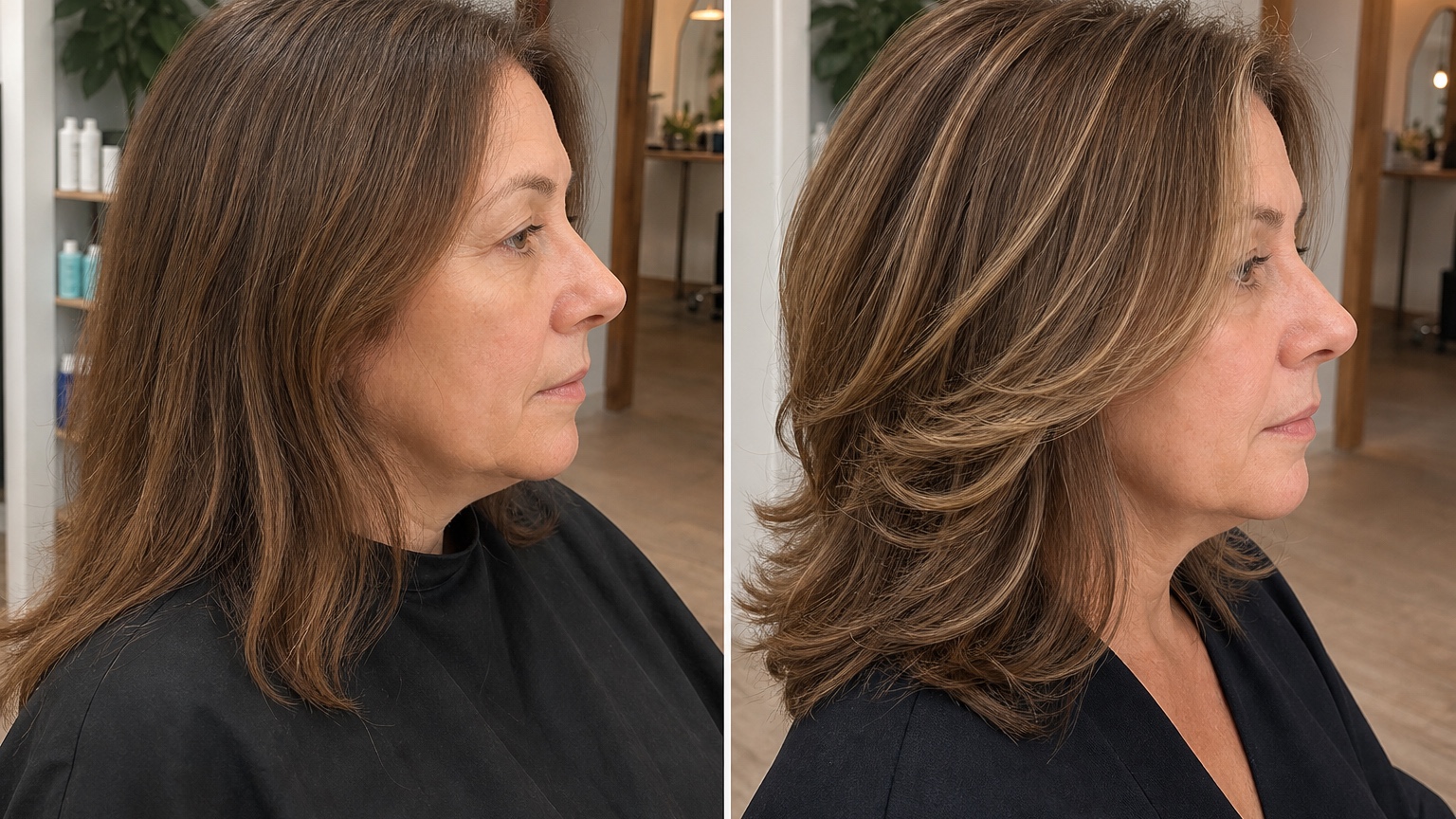 AI Salon Consultation Visuals: Help Clients Choose Haircuts and Colors side-by-side comparison
