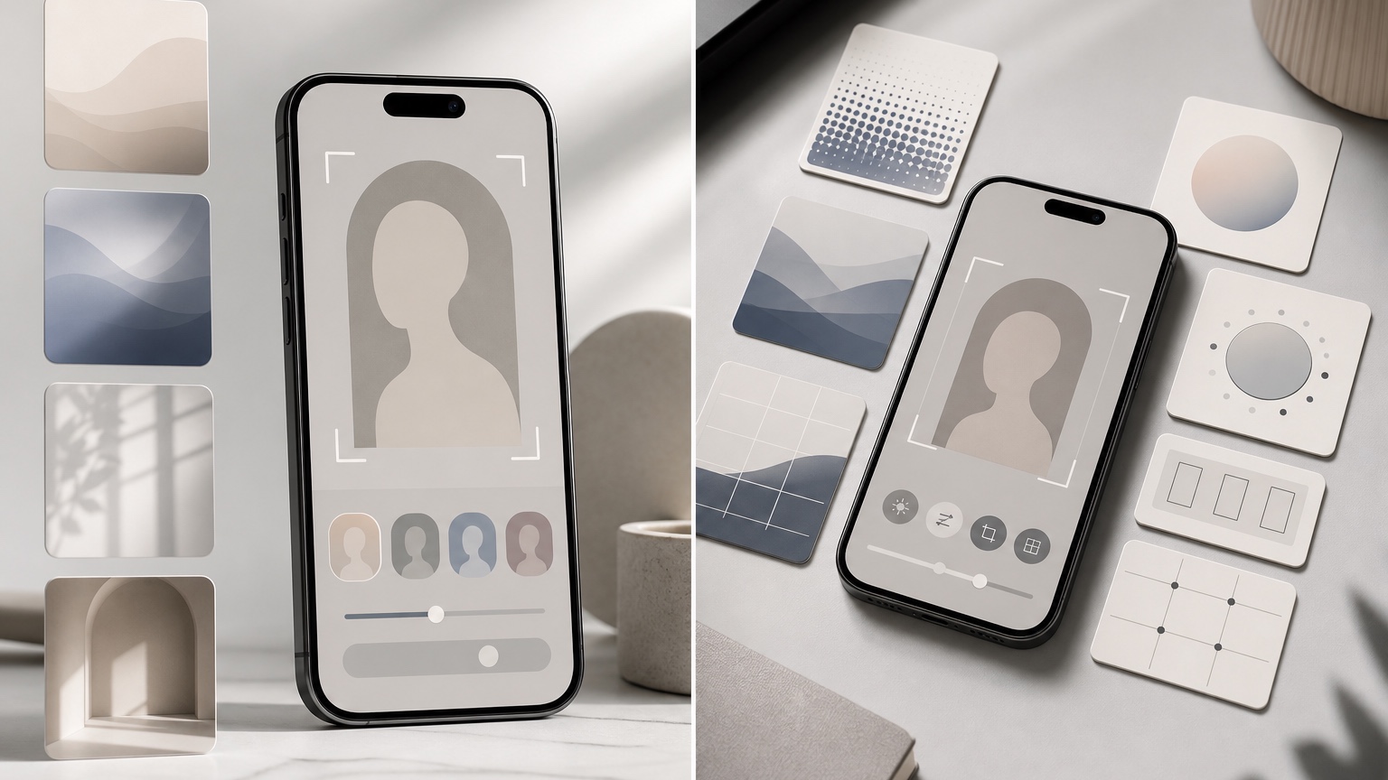 AI Selfie Editor for Profiles, Posts, and Personal Branding side-by-side variation board