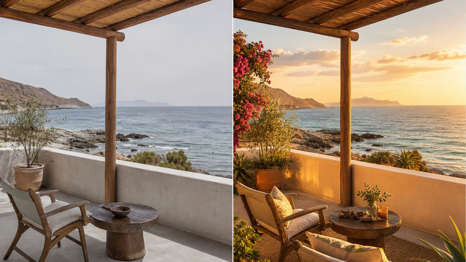 ai Travel Photo Generator before and after destination comparison
